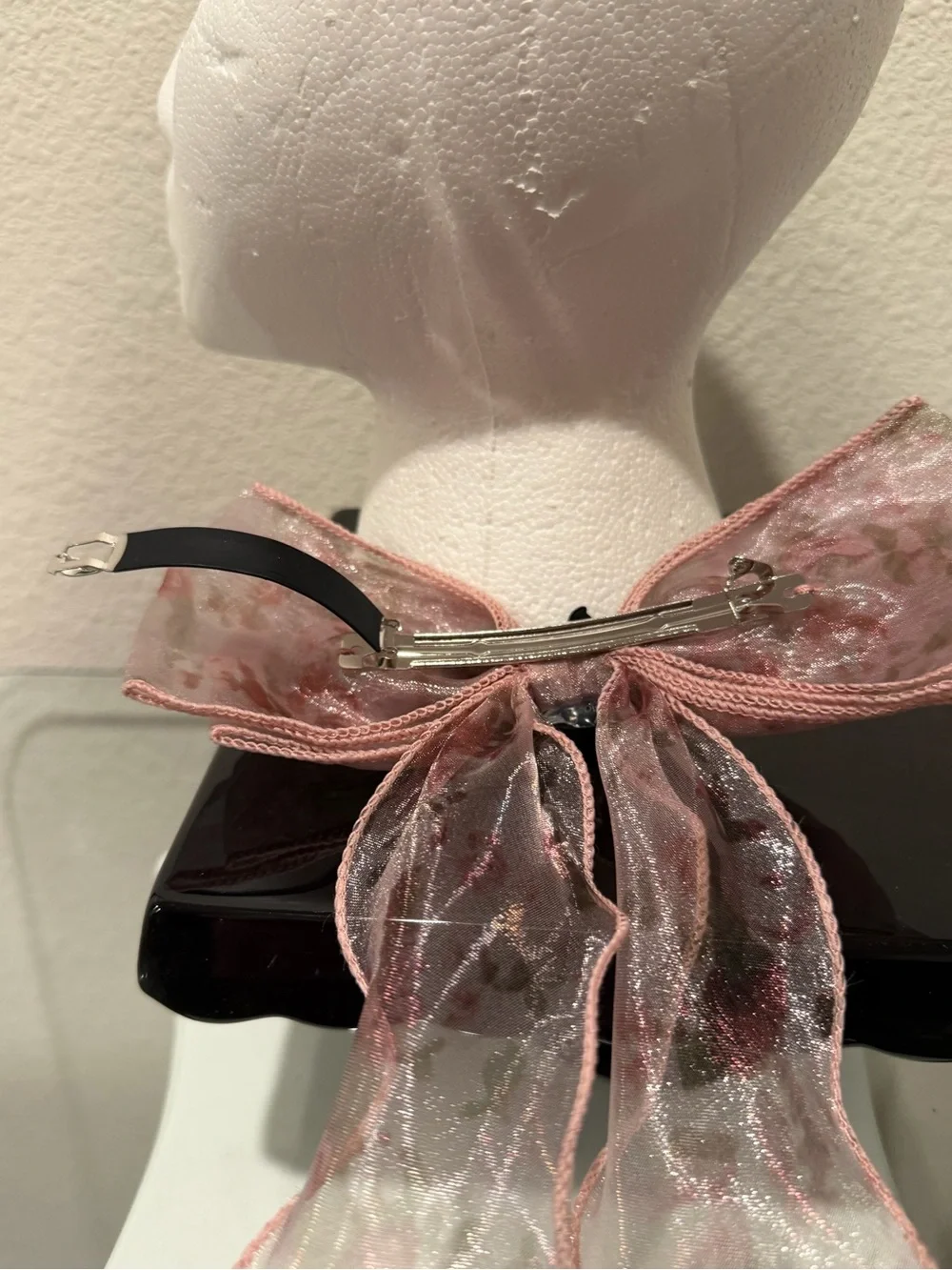 Pink Shimmery “Marie” Bow Hair Clip